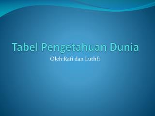 Tabel Pengetahuan Dunia
