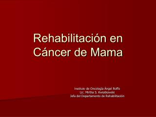 Rehabilitación en Cáncer de Mama