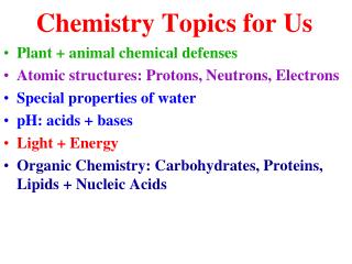 Chemistry Topics for Us