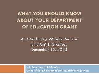 What you should know about your Department of Education Grant