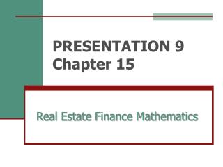 PRESENTATION 9 Chapter 15