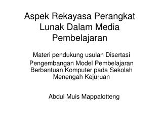 Aspek Rekayasa Perangkat Lunak Dalam Media Pembelajaran