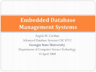 Embedded Database Management Systems