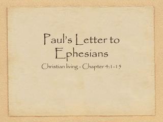 Paul’s Letter to Ephesians
