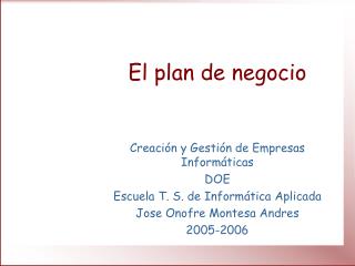 El plan de negocio