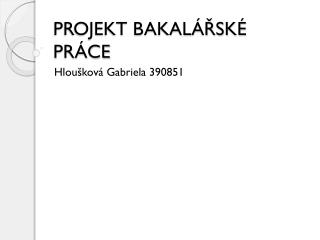 PROJEKT BAKALÁŘSKÉ PRÁCE