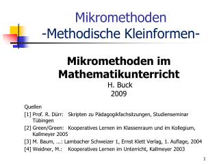 Mikromethoden -Methodische Kleinformen-