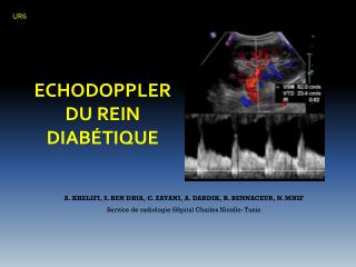 ECHODOPPLER DU REIN DIABÉTIQUE