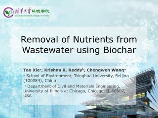 Removal of Nutrients from Wastewater using Biochar