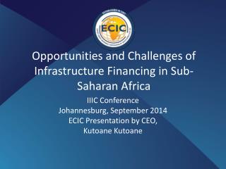 Opportunities and Challenges of Infrastructure Financing in Sub-Saharan Africa