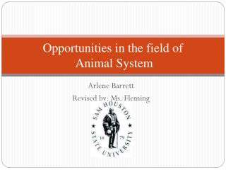 Opportunities in the field of Animal System