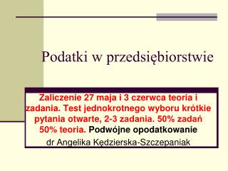 Podatki w przedsiębiorstwie