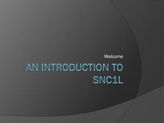 An Introduction to SNC1L