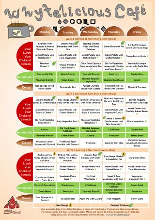 Summer Term Menu