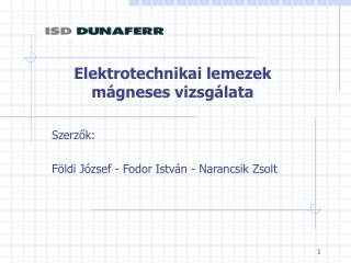 Elektrotechnikai lemezek mágneses vizsgálata