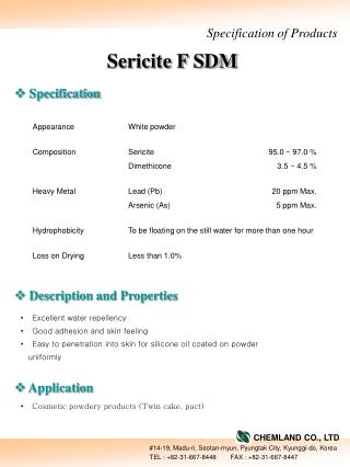 Specification of Products