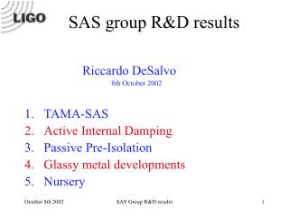 SAS group R&amp;D results