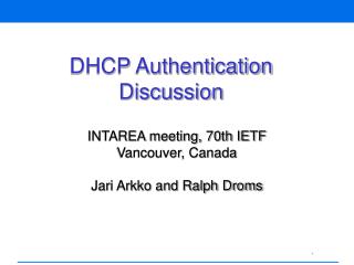 DHCP Authentication Discussion