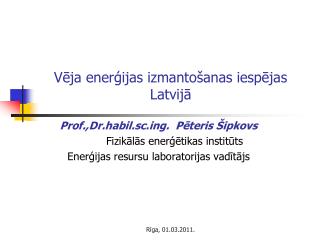 Vēja enerģijas izmantošanas iespējas Latvijā