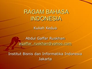 RAGAM BAHASA INDONESIA