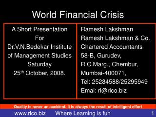 World Financial Crisis