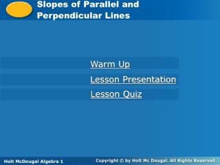 Slopes of Parallel and Perpendicular Lines