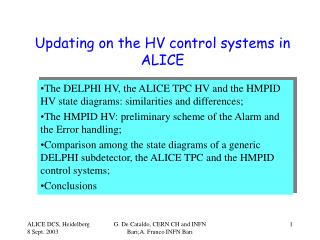 Updating on the HV control systems in ALICE