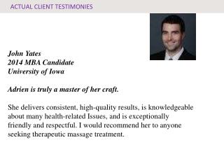 ACTUAL CLIENT TESTIMONIES