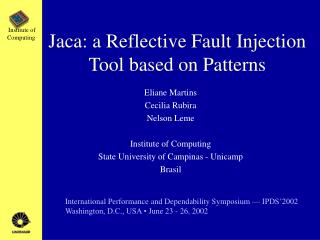 Jaca: a Reflective Fault Injection Tool based on Patterns