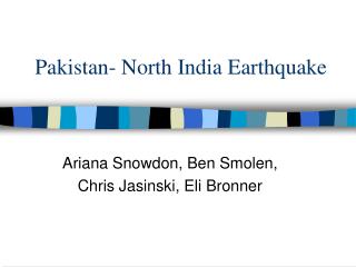 Pakistan- North India Earthquake