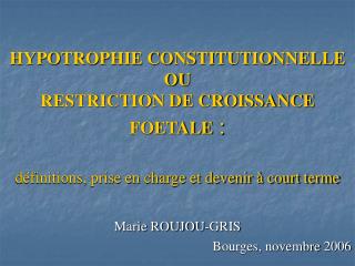 Marie ROUJOU-GRIS Bourges, novembre 2006