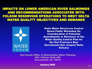 City-County Office of Metropolitan Water Planning 660 J Street, Suite 260 Sacramento, CA 95814
