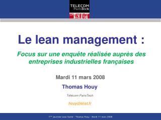 Thomas Houy Télécom ParisTech houy@enst.fr