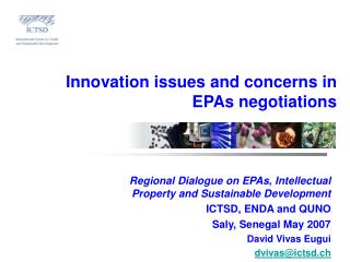 Innovation issues and concerns in EPAs negotiations