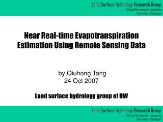Near Real-time Evapotranspiration Estimation Using Remote Sensing Data