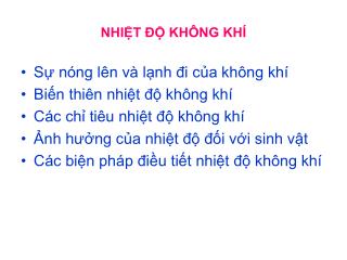 NHIỆT ĐỘ KHÔNG KHÍ