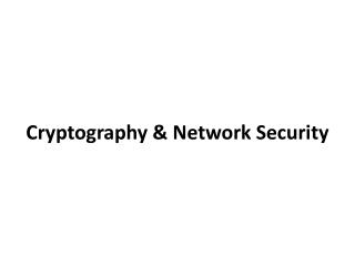 Cryptography &amp; Network Security