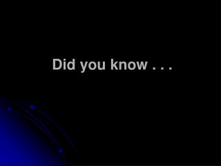 Did you know . . .