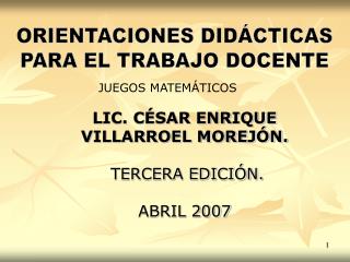 ORIENTACIONES DIDÁCTICAS PARA EL TRABAJO DOCENTE