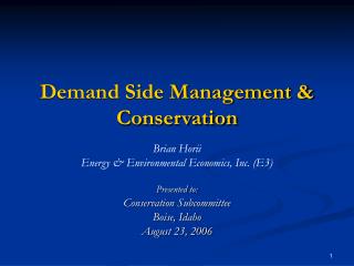 Demand Side Management &amp; Conservation