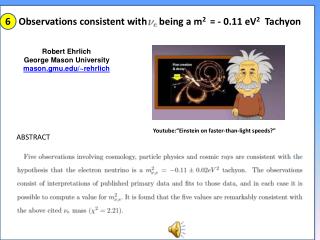 5 Observations consistent with being a m 2 = - 0.11 eV 2 Tachyon