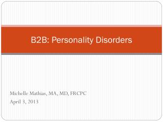 B2B: Personality Disorders