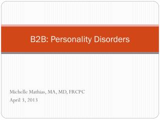 B2B: Personality Disorders
