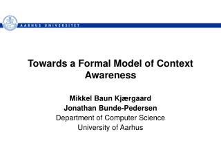 Towards a Formal Model of Context Awareness