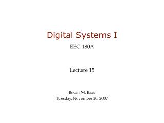 Digital Systems I