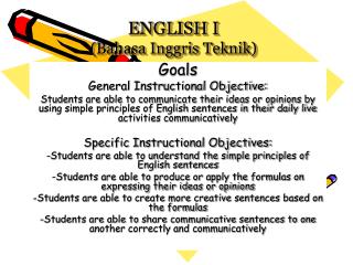 ENGLISH I (Bahasa Inggris Teknik)