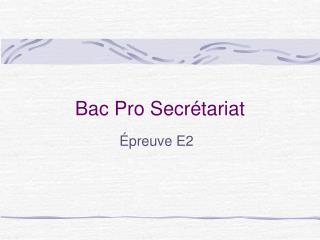 Bac Pro Secrétariat