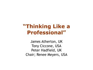 “Thinking Like a Professional”