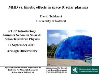 MHD vs. kinetic effects in space &amp; solar plasmas