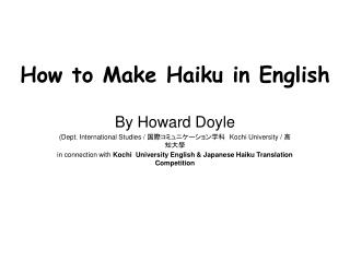 How to Make Haiku in English